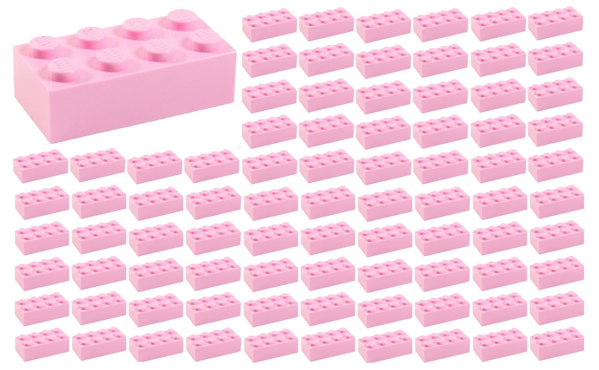 サンゴ ピンク 2個セット ☀️100 NEW LEGO 2x4 PINK Bricks (ID 3001) BULK Parts Girl Friends