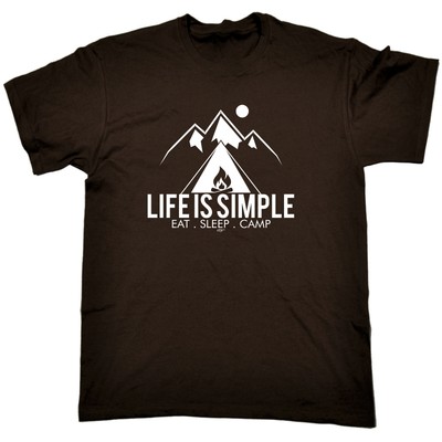 Life Is Simple Eat Sleep Camp Herren lustige Neuheit Shirts T-Shirt Tshirts