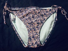 Juniors' Tie Side Bikini Bottom - Xhilaration  Blue Floral Print, Sz XL