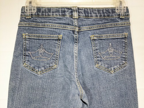 DISNEY Girl's Light Wash Adjust Waist Reg Fit Straight Leg Stretch Jeans size 12 - Picture 10 of 11