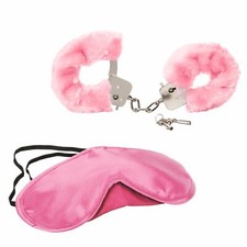 Bondage Fur Blindfold Mask  Wrist Cuffs Set BDSM Fetish Accessories for Couples
