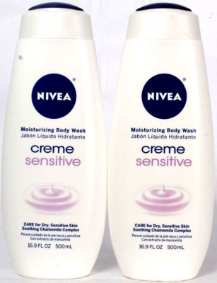 2 Nivea Moisturizing Body Wash Creme Sensitive Dry Sensitive Skin Chamomile 16.9