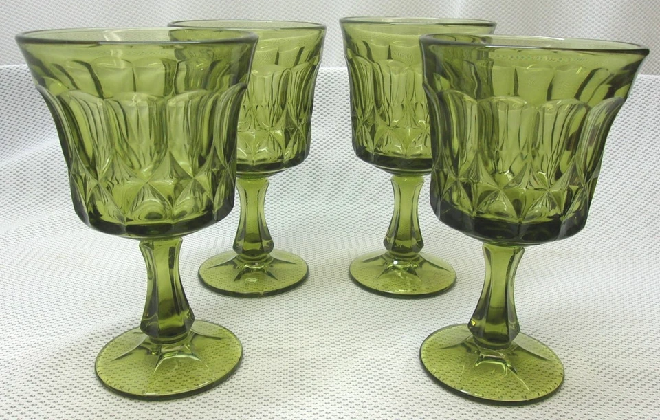 NORITAKE PERSPECTIVE Goblets, Box of 4 AVOCADO GREEN NOS Mid Century Modern - Image 2 of 4
