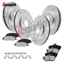 For 2005-2010 Ford Mustang Front And Rear Drilled Disc Rotors Ceramic Brake Pads