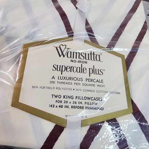 Fundas de almohada Wamsutta Supercale Plus marrones a rayas King 42x48" paquete de 2 de colección - Imagen 2 de 3
