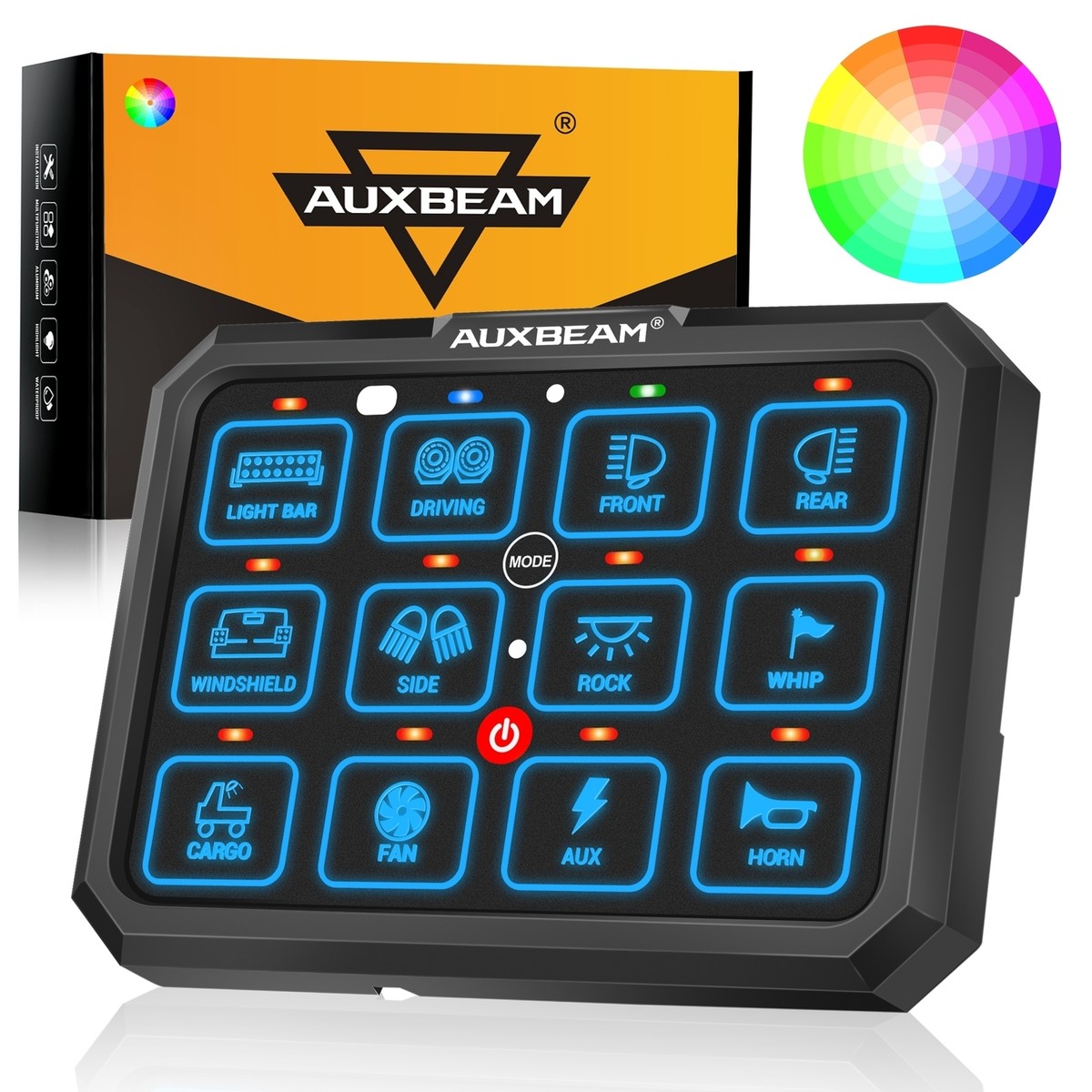 AUXBEAM RGB 12 Gang Switch Panel On-Off LED Car Switch Panel