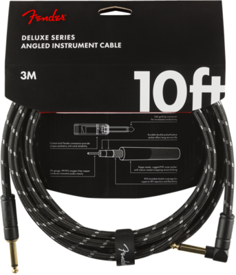 #ad Fender Deluxe BLACK TWEED Guitar Instrument Cable Straight Right Angle 10#x27; ft $22.19