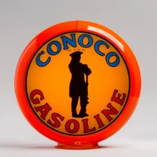 Conoco Minuteman Gas Pump Globe 13.5" in Orange Plastic Body (G119)