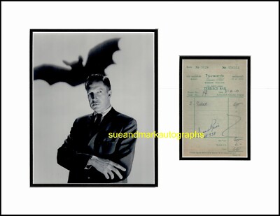 Vincent Price House Of Usher The Bat Hotel Quittung signed Autogramm UACC RD 96