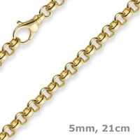 5Mm Armband Armkette Erbskette Aus 585 Gold Gelbgold, 21Cm, Unisex, Goldarmband