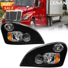 For 2008-2017 Freightliner Cascadia Black LED Headlight Headlamp Left Right Set