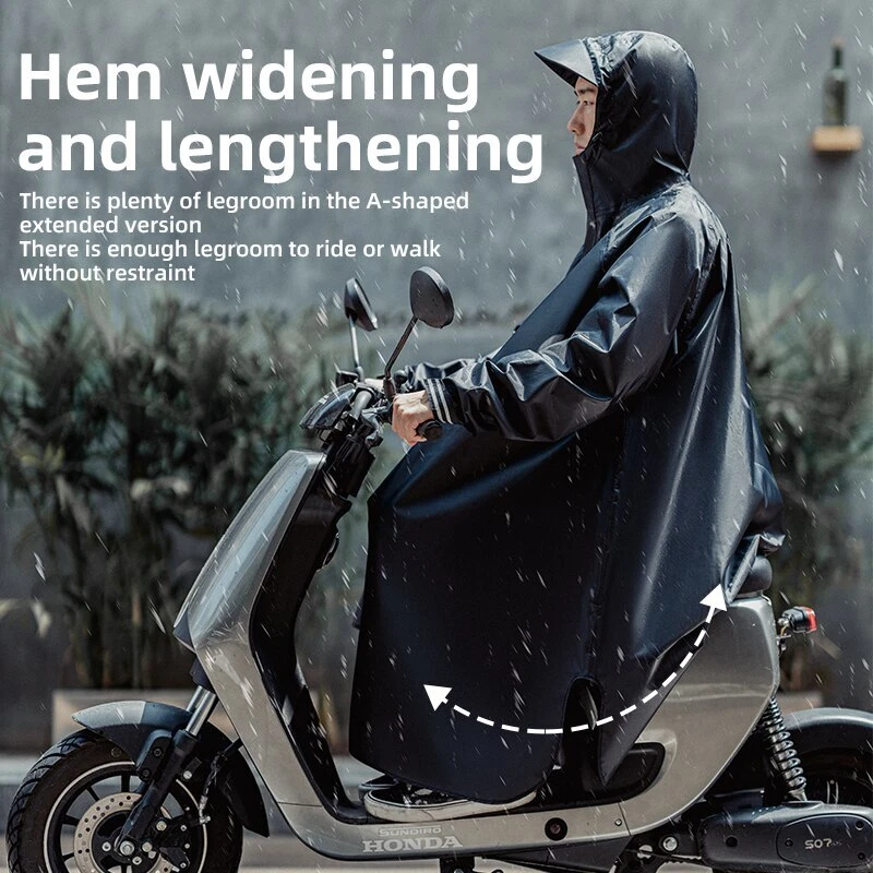 Electric Bike Raincoat Stormproof Large Hood Outer Bicycle Walking Rain Poncho - Image 4 of 4