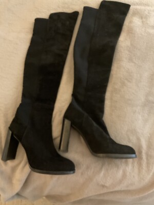 Stuart Weitzman Women's Sz 10 M Suede Black  Over The Knee Boots