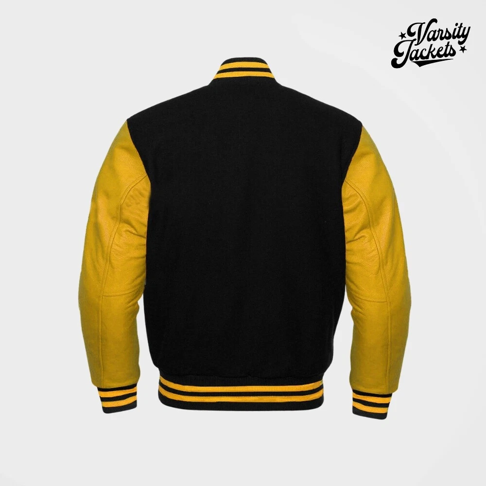 Jacket Makers Letterman LV Yellow and Black Leather Jacket