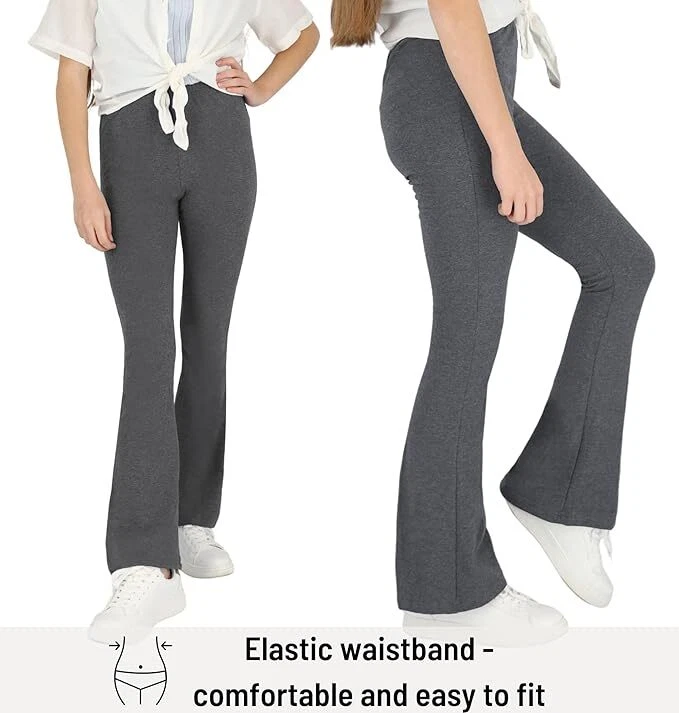 Niñas Acampanadas Leggings Niños Algodón Elastizado Bootcut Pantalones Escuela Baile CHFL