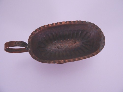 Vintage Tinned Copper/Bronze Gravy Boat Fluted Footed w/ Handle Vessel - Picture 6 of 10