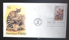 RINGTAIL  AMERICAN WILDLIFE 1987 ARTCRAFT CACHET FDC VF UNADDR