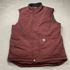 Carhartt Vest Mens XLT V27 RDW Nylon Insulated Water Repellant Maroon Red