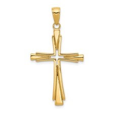 Real 14kt Yellow Gold Polished Solid Cross Pendant