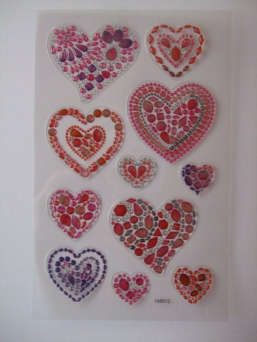 2 packs Diamond Stickers Hearts mix sizes 11 embellishments on each sheet - Picture 2 of 2