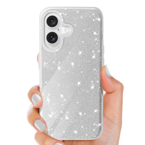 Einaily Custodia con glitter per iPhone 15 Plus, colore argento