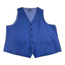 Paul Fredrick 100 Wool Classic Fit Blue Vest Mens Button Size 44 WeddingFormal