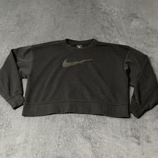 Nike Sweatshirt Women S Black Dri-FIT Get Fit Center Swoosh Training Crew DJ0774