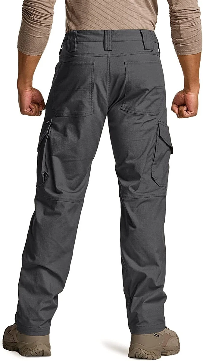 CQR Men's Flex Ripstop Tactical Pants, Water Resistant Stretch