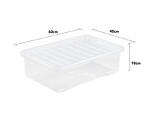 2 x 32L Wham Crystal Stacking Plastic Storage Box Container Clear Clip Lid Home