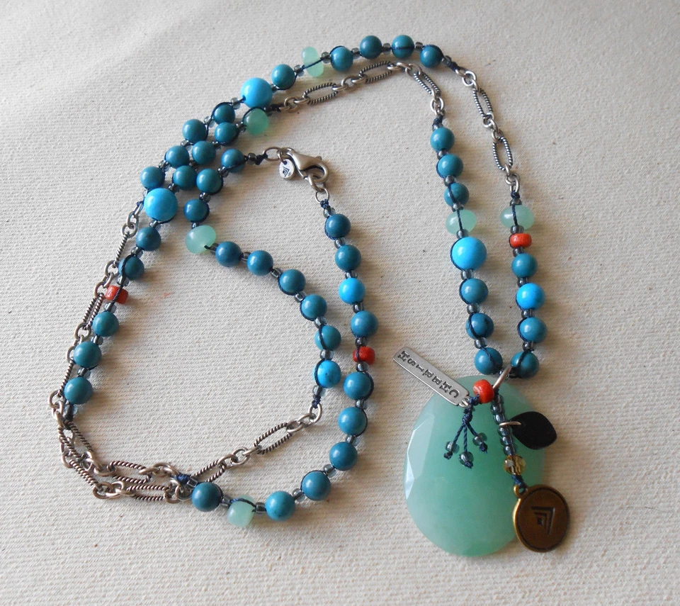 Silpada Sterling Quartzite Coral Magnesite Talisman Necklace  N2204    342606 - Изображение 2 из 4