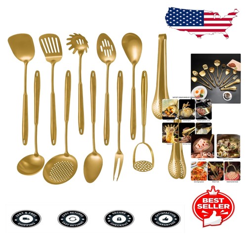 12-Piece Professional Stainless Steel Cooking Utensil Set - Elegant & Durable - 第 1/9 張圖片