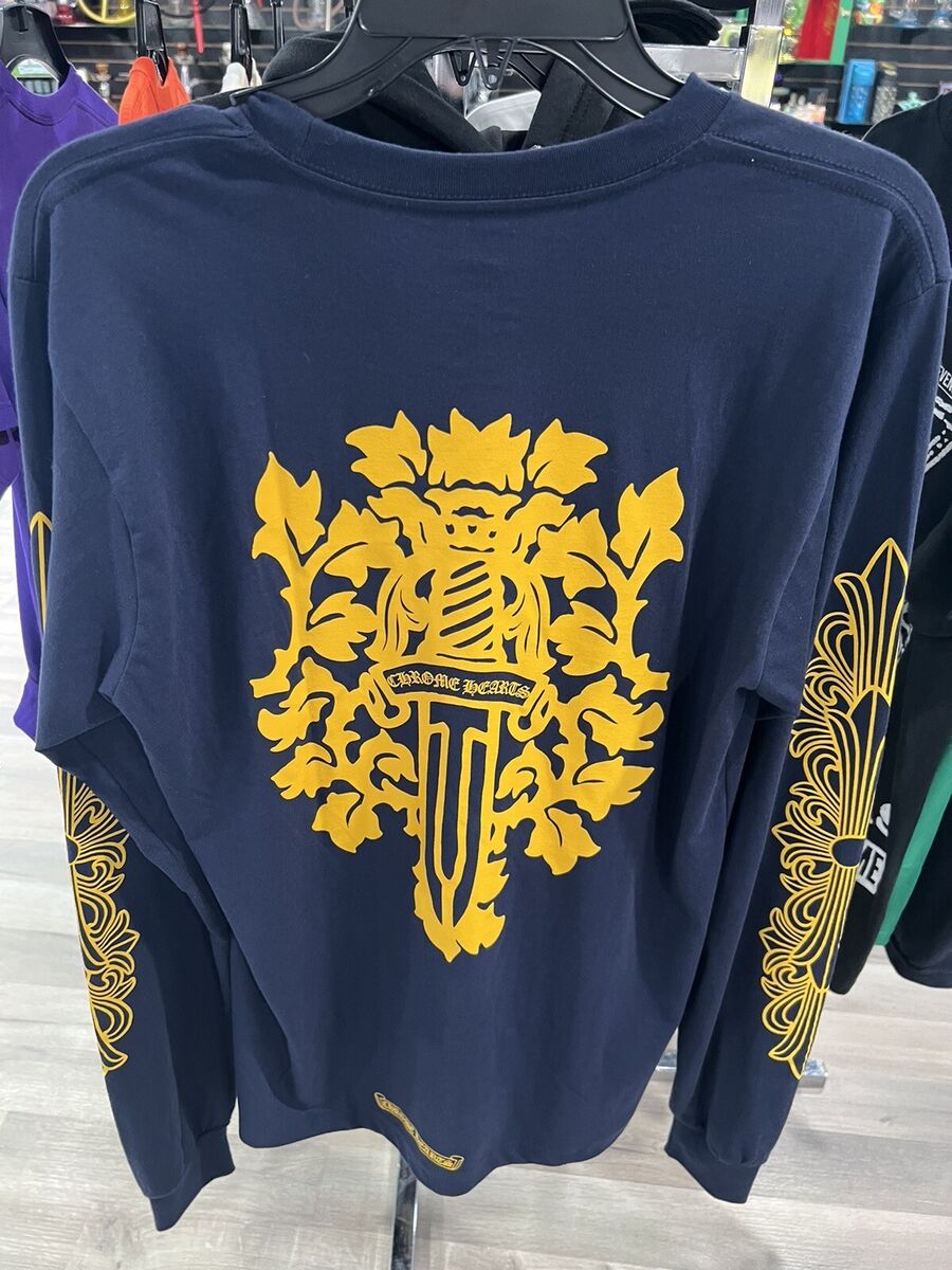 CHROME HEARTS クロム・ハーツ V89 DAGGER L/S Tee NAVY/YELLOW CHROME HEARTS クロム・ハーツ V89 DAGGER L/S Tee NAVY/YELLOW