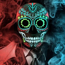 LED Halloween Mask for Adults - Light Up Mask Costume Day of the Dead Mask wi...