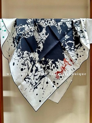Sallys Heavy 18 Momme Twill Silk Wrap Scarf Painting Print Double Face Shawl 35''