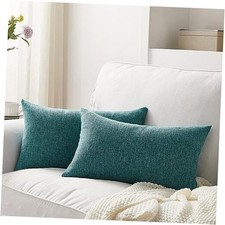 Set of 2 Pillow Covers 12 x 20 Inch Farmhouse 20" x 12" Pack of 2 Teal Green