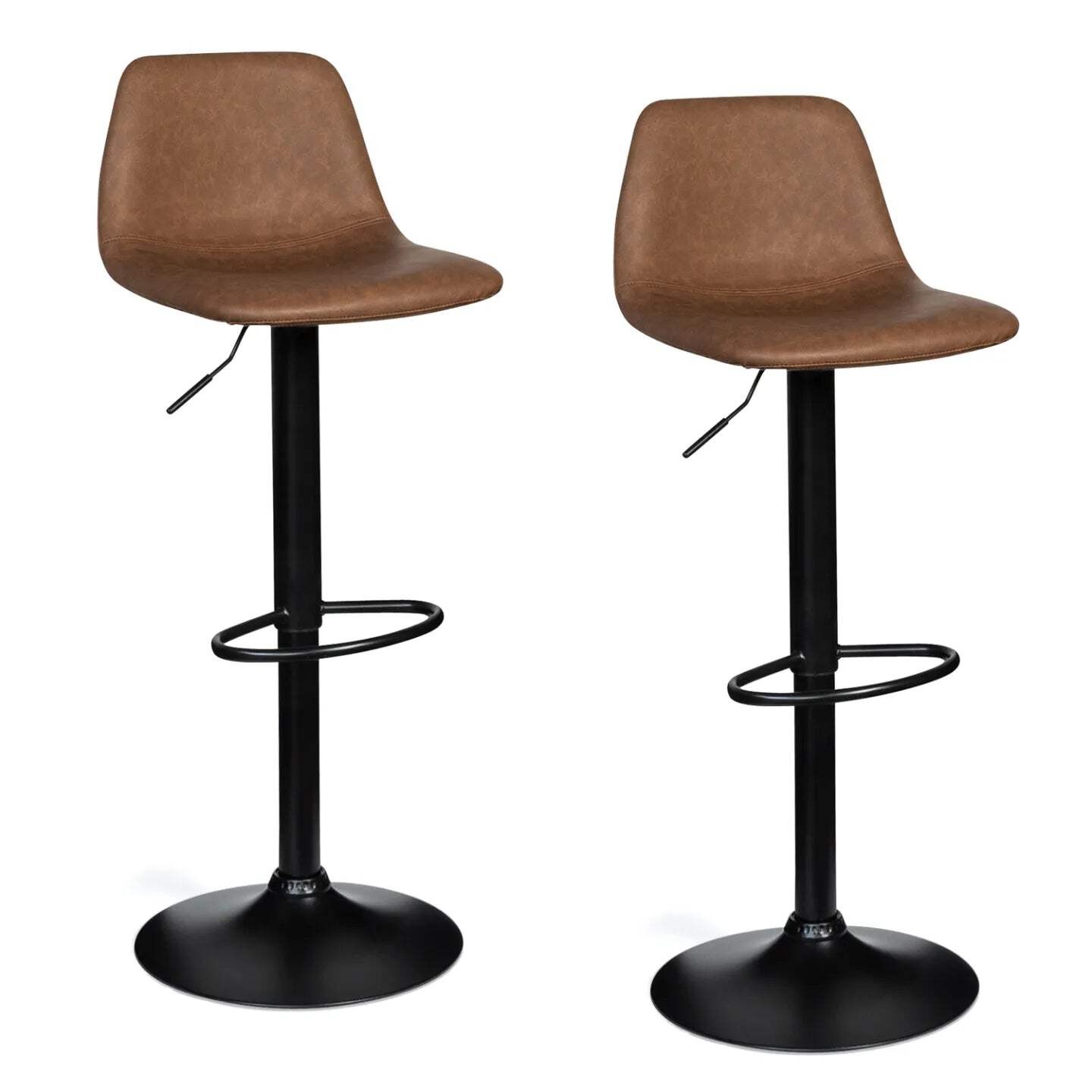 Tabourets de bar marron vintage réglables chaise haute cuisine - Lot de 2