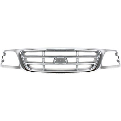 Grille For Ford F-150 1999-2003 XL XLT Lariat Fits 2004 Heritage Chrome w/ Gray