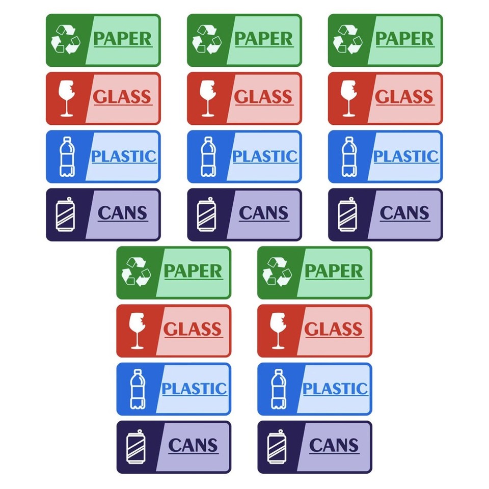 4 PCS Garbage Collection Sign Stickers Trash and Recycle for Can Bins ...