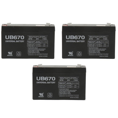 UPG 3 Pack - 6 Volt 7 Ah - Sealed Lead Acid Battery
