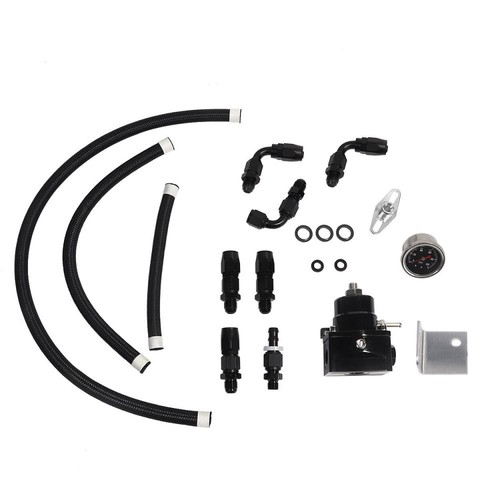 LokoCar Adjustable Fuel Pressure Regulator Kit Oil 0-100psi Gauge -6AN 6AN Black - Picture 8 of 12