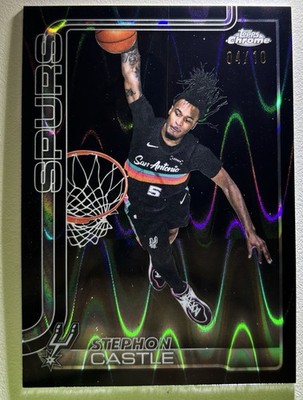 Stephon Castle Spurs NEW Topps Chrome UPDATE🔥 Black Raywave Rookie #82  (#/10)
