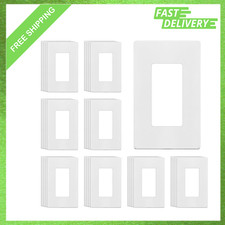 Screwless Decorator Wall Plates Child Safe Outlet Covers 1 Gang 4.5 Inch White