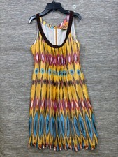 Tory Burch Dress Womens 8 Multicolor Silk Geometric Pleated Sundress Knee Length