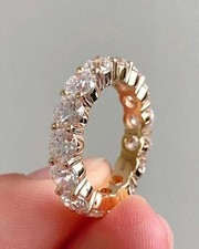 4.16CT Round Lab-Grown Diamond Full Eternity Band Ring Size 5 14K Yellow Gold