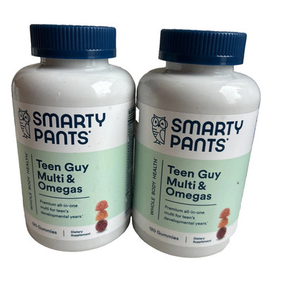 New (2) SmartyPants Teen Guy Multi & Omegas Gummies 120ct Each