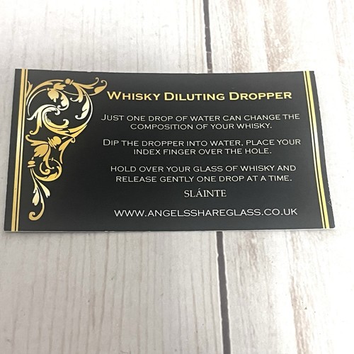 Cuentagotas de agua de whisky de vidrio Angels' Share 8" nuevo en caja hecho en Escocia - Imagen 8 de 8