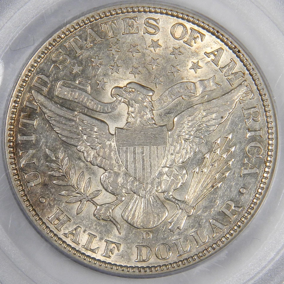 1908-D BARBER HALF DOLLAR ~ PCGS AU53 ~ NICE AND WHITE! - Image 3 of 4