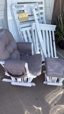 Set Of 3 Crib 4 In 1 White Glider Rocking Chair Nursery Furniture Baby Rocker