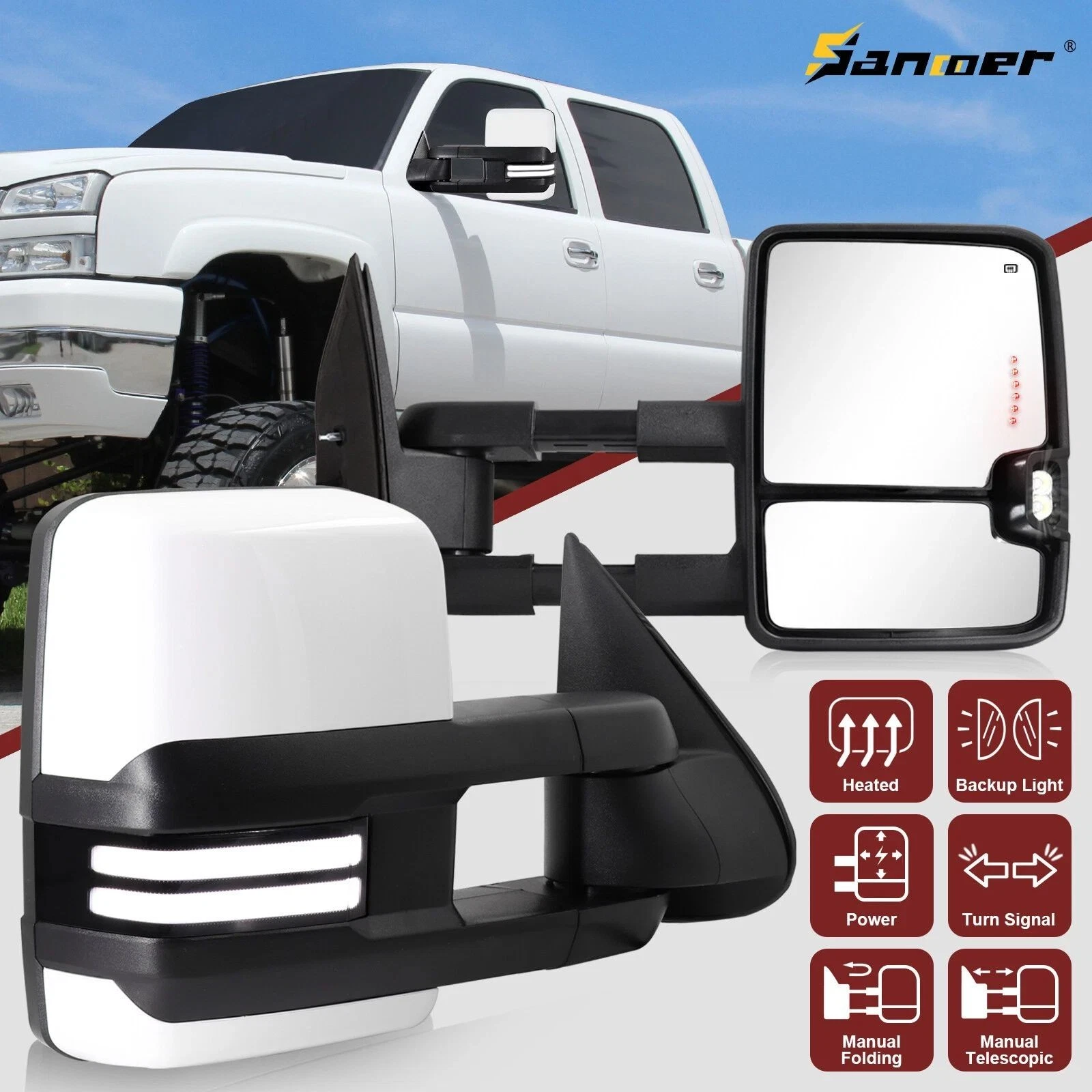 Switchback Towing Mirrors For 2003, 2005-2006 Chevy Silverado GMC Sierra 1500HD
Opens in a new windo