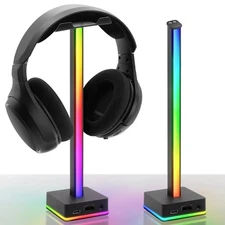 USB LED Light Bar Headphones Stand, Desktop Atmosphere RGB Backlight,50 Built...